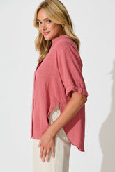 Deep Rose Cotton Campbell Top